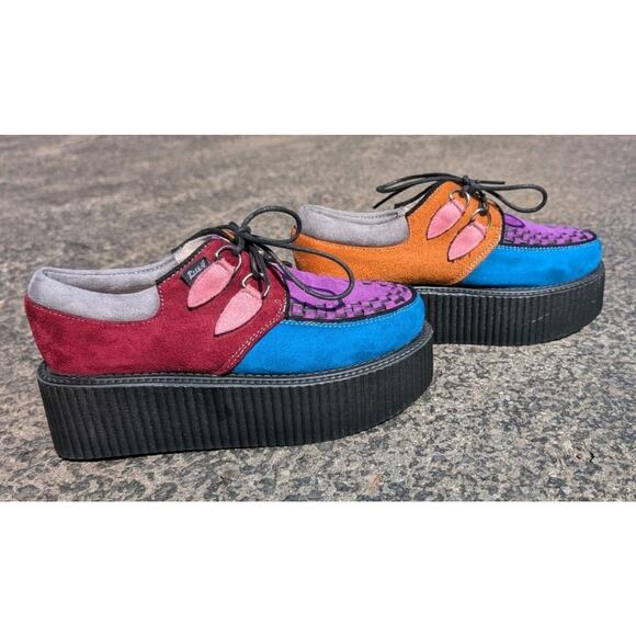 RoseG Punk Lace Up Platform Creepers Shoes Youth Sz 4Y wmns 5.5 Retro 90s Suede - Picture 2 of 6